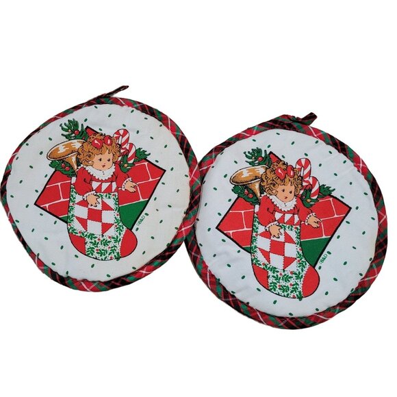 B&D Other - Set of 2 Vintage 1980s B&D Christmas Stocking Pot Holders Plaid Made in USA